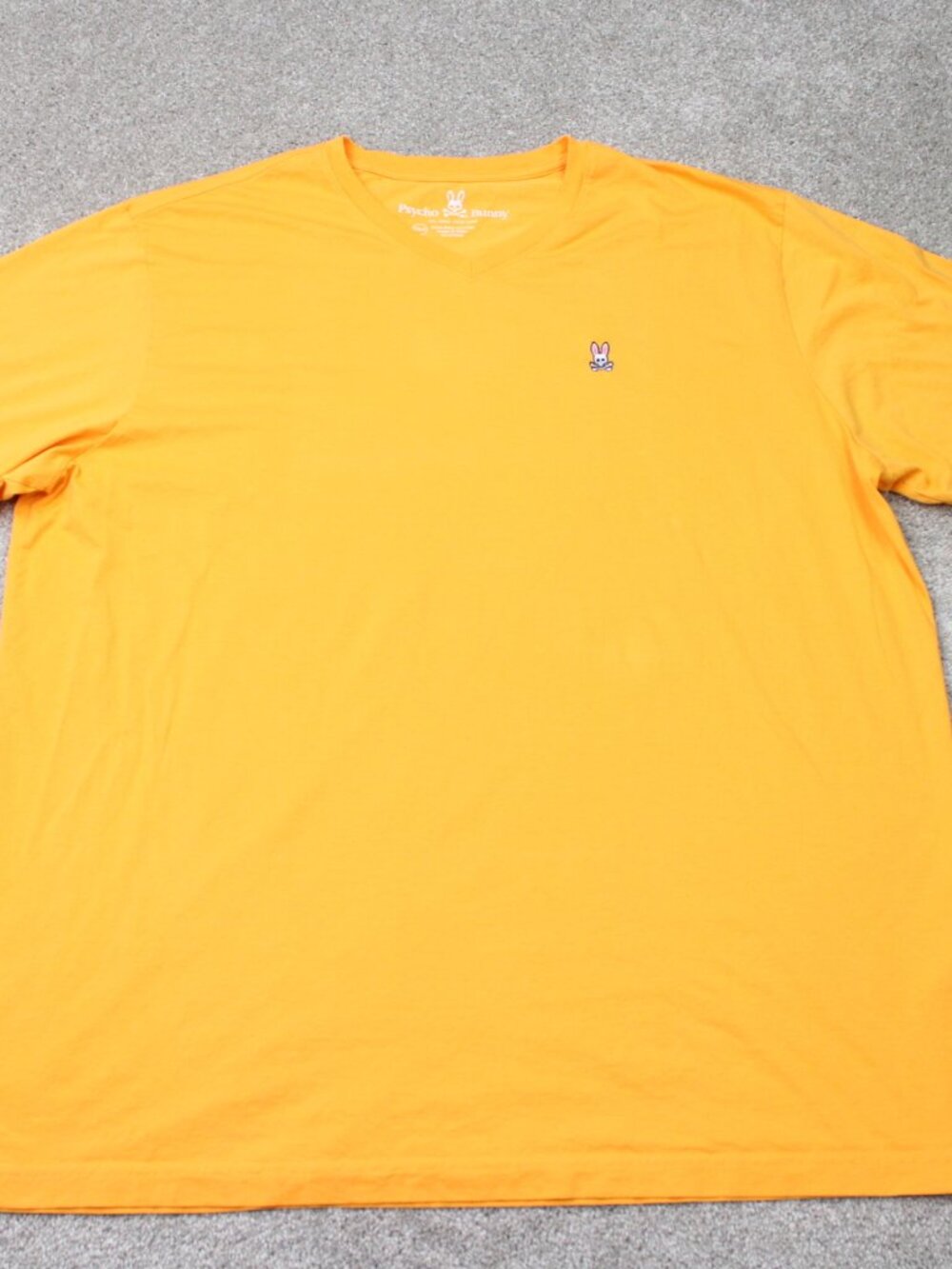 Psycho Bunny Shirt Mens 3XLT XXXL-Tall Yellow V-Neck Pima Cotton Short Sleeve